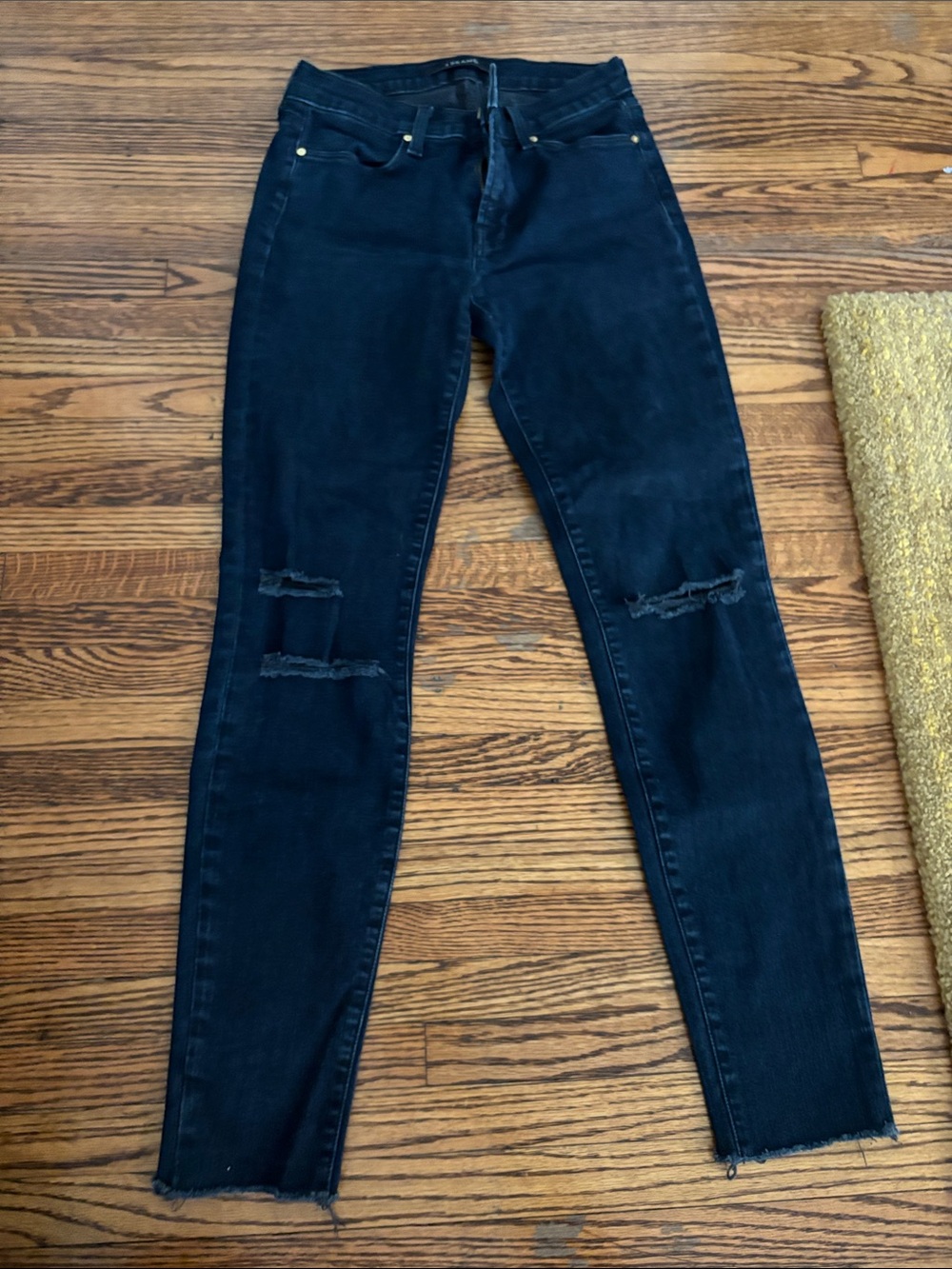 J Brand Women's Skinny Jeans in Black with Knee Distress